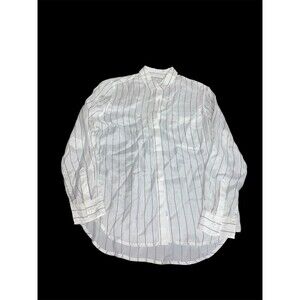 Rails Women’s White & Black Stipe Cupro Long Sleev Button Down Size XSmall